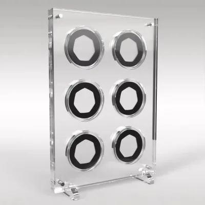 Wholesale Custom Design Double Side Acrylic 6 Coin Display Case Holder