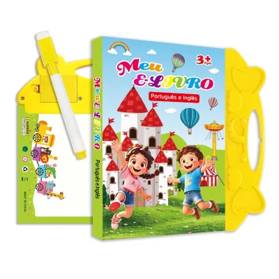 Kids Spanish English Bilingual Electronic Learning Book Touch Reading Machine with Drawing Board Educational Toy for 3+ Years