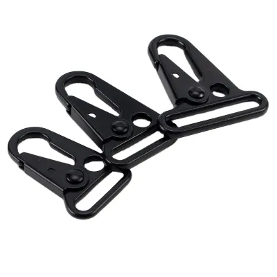 High Quality Black Olecranon Chrome Hook 360mm Bag Buckle Spring Carabiner Tactical Clasps Metal Snap Clip Steel Model 47