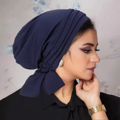 Ethnic Style Solid Color Headwear Headband Headscarf Islamic Muslim Turban Hats Head Cover Chemo Head Wraps Hat Women