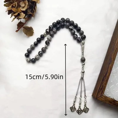 Natural Brown Tiger Eye 8MM Tasbih 33 Bead Muslim Prayer Rosary Religious Necklace for Chakra Balancing Anxiety Relief