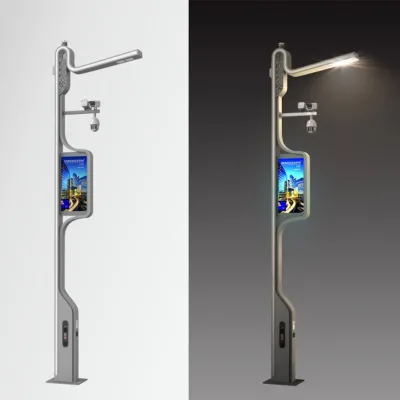 Outdoor Smart City LED Street Light Lamp with Advertising Screen Intelligent One Alarm System Charging Multi-Functional Pole