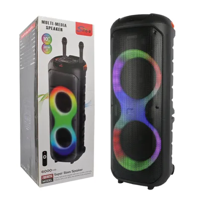 Sing-e ZQS51201X 60W Super Power Wireless Party Speaker 10\"*2\" Deep Bass Portable Colorful Lights Outdoor Auxiliary TF OEM
