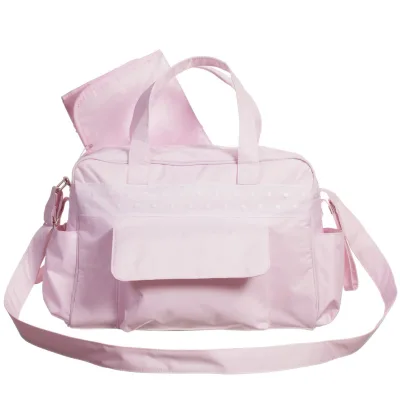 High Quality Pink Baby Diapers Bag Pack With Stations Pouch Bag Canvas Neutral Diaper Clutch Bag With Mat for Mom