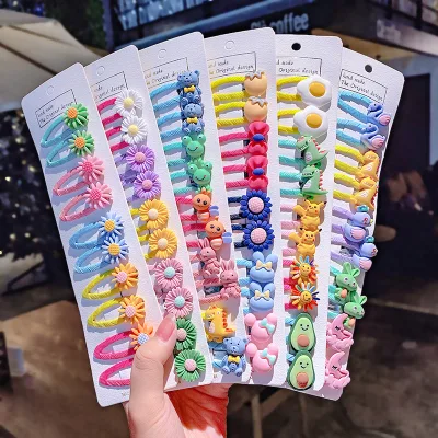 10 Pcs/set Cartoon Hair Clips for Baby Girl  Hairclip  Flower Fruit Hair Pins Kids Hair Accessories Gift