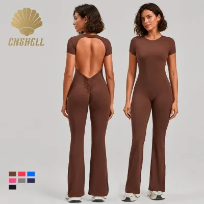 Trend 2026 Backless Yoga Jumpsuit with Scrunch Butt Design, Slim Fit Sport Bodysuit for Women Running and Fitness Training