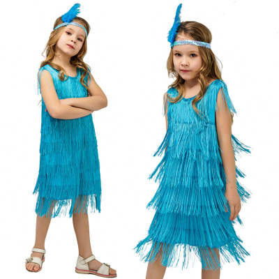 20's Flapper Costume Latin Dance Performance Dress Fringe Dress Dance Girls Party Fringe Fancy Dress