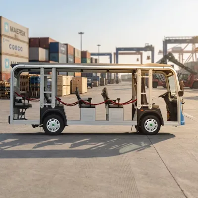 14 Passenger Electric Battery-Powered Sightseeing Bus 72V 7.5KW AC Motor 30km/h 80-100km Range Resort Community Scenic Hotel