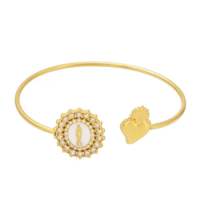 Classic 5A Zircon Full Diamond Geometric Open Thin Circle Bangle