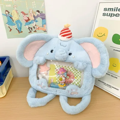 Personalized Design Custom Ita Bag Kawaii Elephant 30CM Backpack Transparent Crossbody Plush Bag