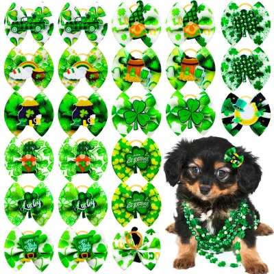 Wholesale of Irish St. Patrick Pet Dog Headwear Accessories Ins Festival Style Pet Hair Ornaments Supplies