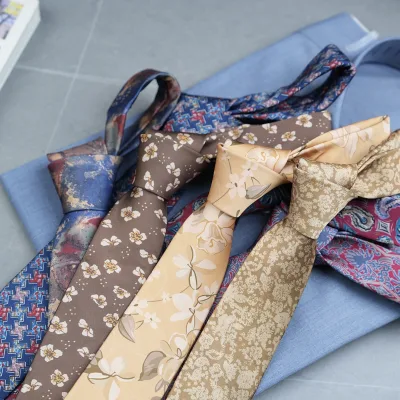 Cheap Hot Sale Top Quality Gravatas Para Homens Texture Print Tie Cravatte-divertenti 7cm Neckties Vintage 100% for Men