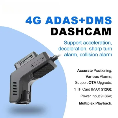 AI Dashcam with ADAS and DMS, 4G GPS Tracker, Lane Departure Warning, and Driver Fatigue Alert
