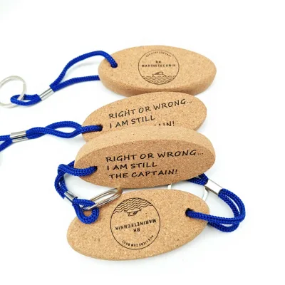 Custom logo Multi-Function Water-absorbing Cork Floating Keychain