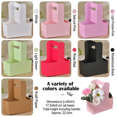 Cups Holder Handheld Flower Box Wholesale Kraft Paper Floral Coffee Box Gift Box Valentine's Day Bouquet Packaging Fresh Flowers
