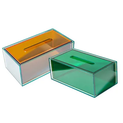 Customized High Quality Color Translucent Tissue Box Creative Contrast Color Simple square Box Acrylic Paper Box