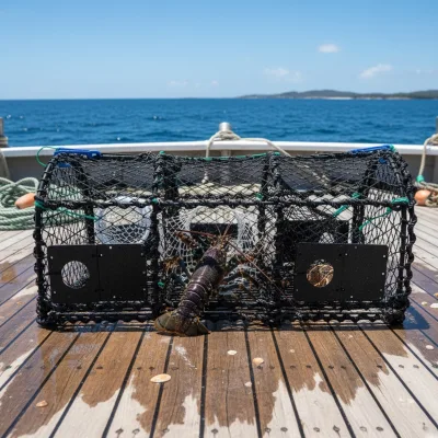 Galvanized and Dipped Crab Lobster Trap Heavy Duty Crab Pot Black PE Net Aquaculture Trap Fishing Accessories for Crab Catching
