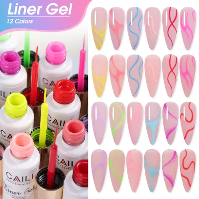 2024 Hot Selling Disco Art Nail Polish Gel Liner 12 Colors Private Label Uv Gel Liner Set
