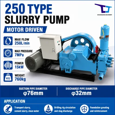 Professional Electric BW250 Mud Pump 75mm Inlet Skid Mounted for Water Well Drilling