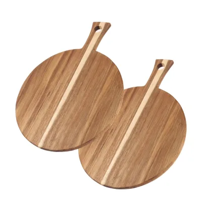 Acacia Wood Steak Board Round Sushi Bread Pizza Platter Round Fruit Dessert Serving Tray Wooden Plate
