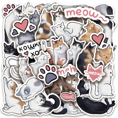 50PCS Cute Cartoon cat Meow Kitty Sticker