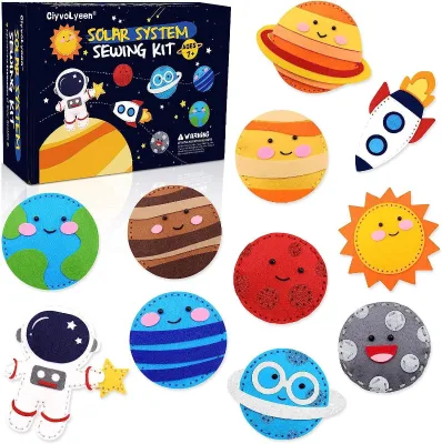Handmade Children's Funny Educational Toys Animals Cosmic Planet, Star and galaxy Felt Sewing Craft Kit