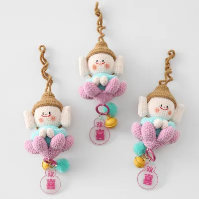 Handmade Traditional Peace & Good Fortune Sprouting Thread Weaving Happy Buddha Car Hanging Ornament Key Chains