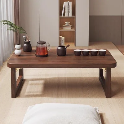 Folding Wooden Panel Modern Dining Table with Iron Frame Foldable and Adjustable for Living Room Furniture