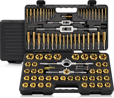 86Pcs Tap and Die Tool Set, Metric M3-M16 & SAE #4 to 5/8 Inch, Threading Kit for Internal & External Thread Making