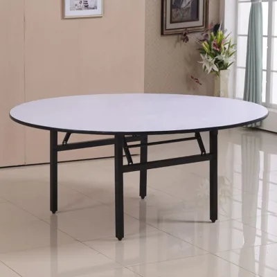 Round Banquet Folding Legs Strong and Durable Plywood Restaurant Dining PVC Table for Events