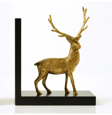 2024 Zhongshan Designs Newest Creative Decorative Brass Deer Bookends for Hotel Reading Room and Clubhouse Set of 2