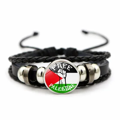Hot Selling Palestine Flag Leather Braided Bracelet Free Palestine Bracelet for Men's Women's Hand Accessories Wholesale