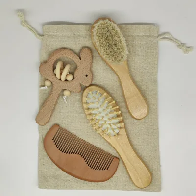 The New Listing Wooden Hair Comb for Baby Organic Hair Brush Wooden Teething Ring Baby Teether Beech Wood
