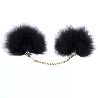 Soft Sexy Gold Steel Chain Furry Cheap Handcuffs Wrist Cuffs Bondage Handcuffs for Couples