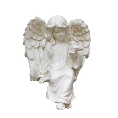 Garden Angel Statue Keepsake Memorial Sculpture Angel Figurine with Pigeon Remembrance Gift Religious Decor