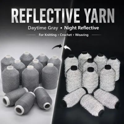 Reflective Yarn Manufacturer Wholesale Bulk Supply Soft Reflective Thread for Knitting Weaving Custom Color MOQ Sample Available