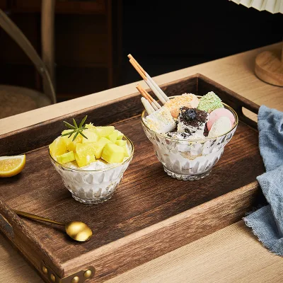 Modern Fruit Compote Cookie Chocolate Candy Desert Wedding Decoration Ice Cream Bowl Glass Bowl with Gold Rim