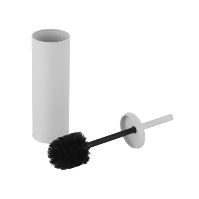 White Embossed Toilet Brush Holder Metal pp Brush with Inner pp Holder Cup Bathroom Accessories