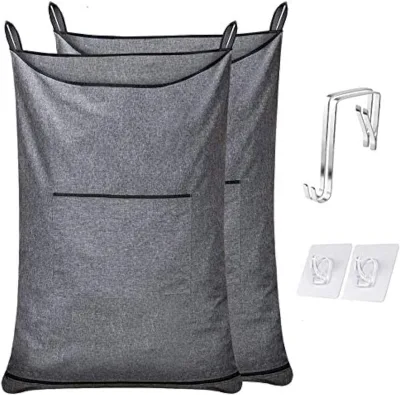 Wall-mounted Oxford Laundry Basket & Bag Door-Space-Saving Storage for Bathrooms Dorm Rooms & Homes. Modern Design Washable