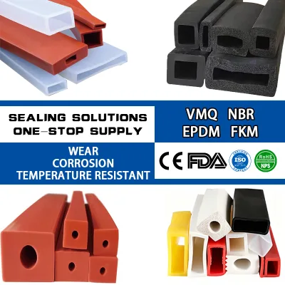 Custom silicone strip Extruded Hollow Silicone Rubber Strip, Multi Shape Silicone Sealing Profile for Industrial Sealing