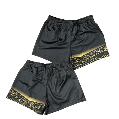 Trending YouTube Black Gold Pattern Luxury Aesthetic Unisex Elastic Waist Breathable Sports Shorts for Men Women Streetwear Gym