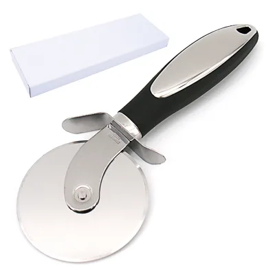 7.6cm Black Tpr Handle Plastic Pizza Knife Pizza Wheel Cutter Stainless Steel Pizza Knife