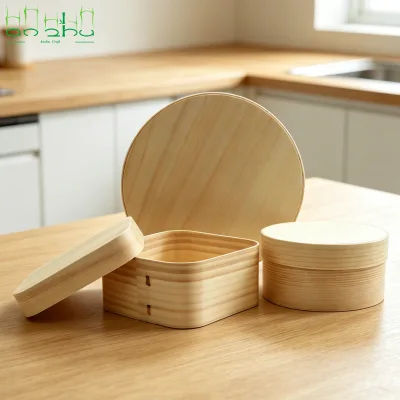 Disposable Natural Round Wooden Food Container Microwave/Oven/Freezer Safe for Good