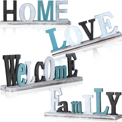 Customized Color Engraved Eco-friendly Free Standing Wooden Letters Alphabet for Christmas Home Decor