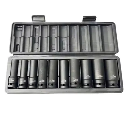 Professional Workshop Repair Hardware Tools 1/2" 10 PCS CR-MO Deep Socket Set for Vehicle Heavy Duty Impact Repair Tools