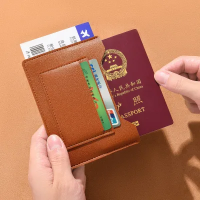 Ultra Thin PU Leather Passport Holder Portable Multi Function Card Case