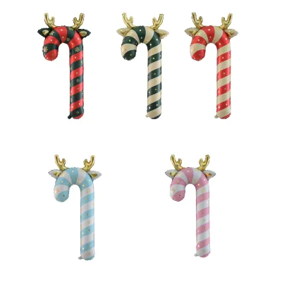 Wholesale Large Matte Christmas Stripe Reindeer Candy Cane Foil Balloon for Christmas Decoration Gift Xmas Party Supply