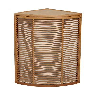 Collapsible Bamboo Space-saving Corner Laundry Hamper Basket for Dirty Clothes