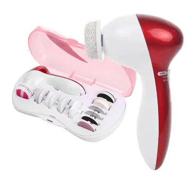 Mini Multifunctional 12 in One Cleansing Brush Rotating Head Face Hands Feet Cleaning and Exfoliating Tool