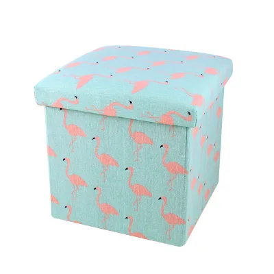 Colorful Modern Design Fabric Folding Storage Ottoman Foldable Storage Stool Seat for Bedroom